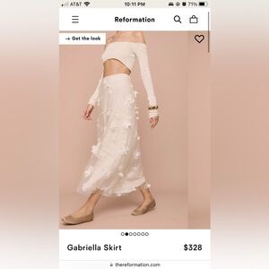 Reformation Gabriella Skirt in Cream with Floral Accents